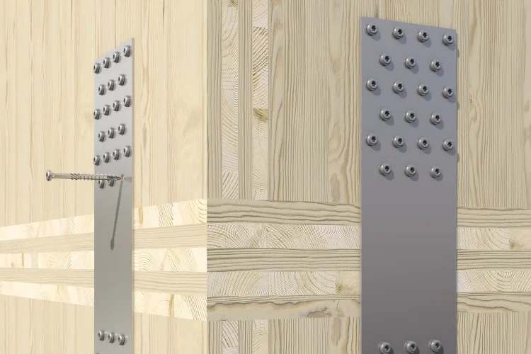 Konštrukčná skrutka na konštrukčné spoje drevených komponentov vrátane masívnych, lepených a drevených dosiek.